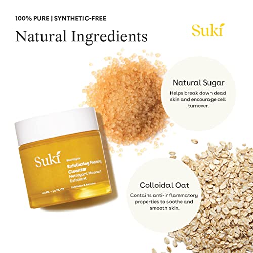 Отшелушивающее Пенящееся почистващо средство Suki Skincare - С естествена захар и Коллоидным овес - Механични ексфолиант,