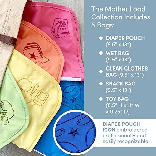 Чанти за съхранение на Памперси За майки, Малки Чанти за съхранение, Многоцветен Набор от Бродирани Мешочков за Памперси от 5 теми