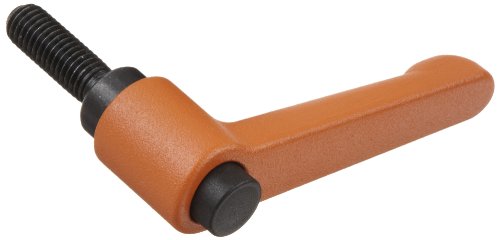 Molded цинковая Metric Директен Регулируема дръжка с оранжев бутон, на Резба прът с дължина 45 мм, височина 22 mm, Резба M4 x 0.7 mm, дължина на резба 16 мм (опаковка от 2 броя)