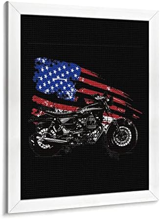 Американски Флаг Мотокрос Диамантена Живопис Комплекти Фоторамка 5D направи си САМ Пълна Тренировка Планински