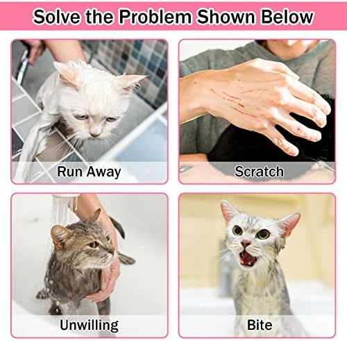 Комплект от 10 теми, чанта за миене на котки JULMELON, Регулируем чанта за душ за котки и четка за грижа за домашни