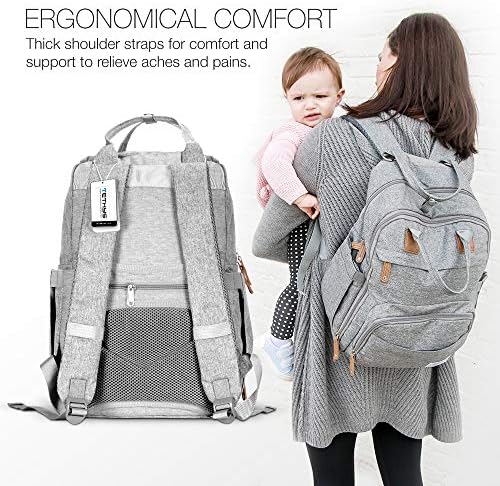 Раница-чанта за памперси TETHYS [Мултифункционален Водоустойчив раница за пътуванията], чанта за смяна на пелени за бременни, идеална за мама и татко, по-голям капацит?