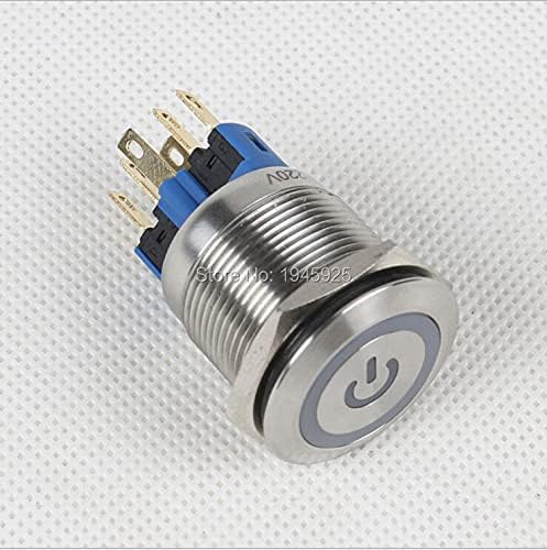 5 Парчета 22 мм пръстеновиден сини светодиода 24 В с характерен led индикатор за Миг DPST Промишлен Метален
