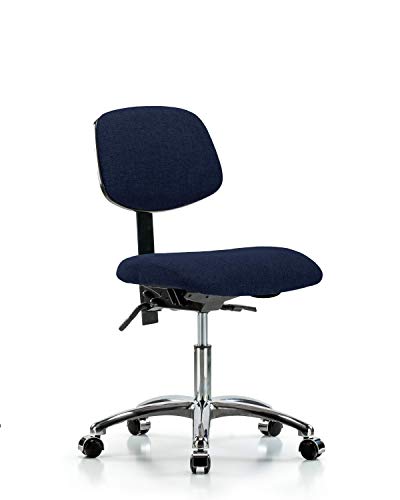 Стол за сядане LabTech LT41309 Текстилен Височина с Работно Бюро, Хромированное База, Хромирани колела, Синьо