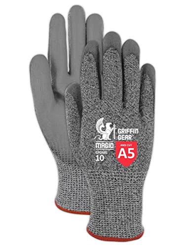 Работни ръкавици MAGID Dry Grip HPPE Level A5, устойчиви на гумата, 12 PR, С антиоксидантна полиуретанова боя