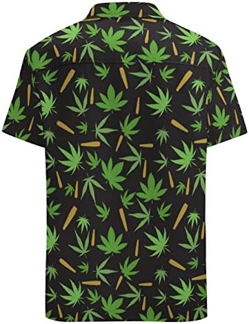 Мъжки Ризи Marijuana Плевели, Блуза, Копчета и Къс Ръкав, Ежедневни Тениска, Плажни Ризи с Джоб
