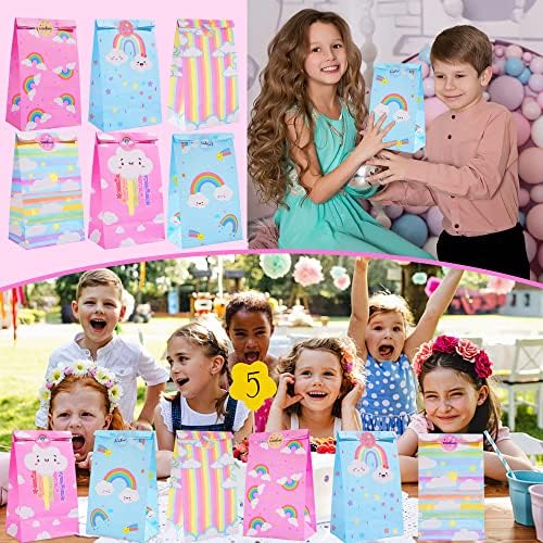 SCIONE 24шт Хартиени торби за подаръци в полза на партита - 5.1 * 3.1 * 9 Цолови с Преливащи се цветове Подаръчни пакети с облачни плисета, 6 Цвята за Детски Рожден Ден, Занаят?
