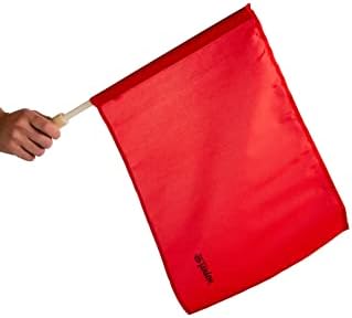 Тандемный спортен флаг червен лайнсмена с дървена дръжка (комплект от 2-те)