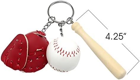 Детски бейзболни ключодържатели ArtCreativity, комплект от 12 броя, Дървени ключодържатели с бейзболна бухалка,
