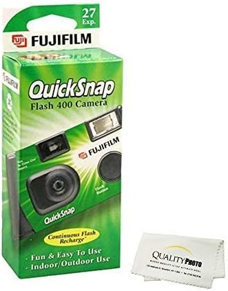 Еднократна 35-мм камера Fujifilm QuickSnap Flash 400 (1 опаковка), Бонус каишка за ръка + Качествена кърпа