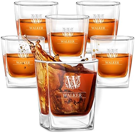 Комплект чаши за уиски Maverton за мъжете - Персонални чаши за уиски - Стъклени чаши за пиене - Комплект от 6 чаши за него