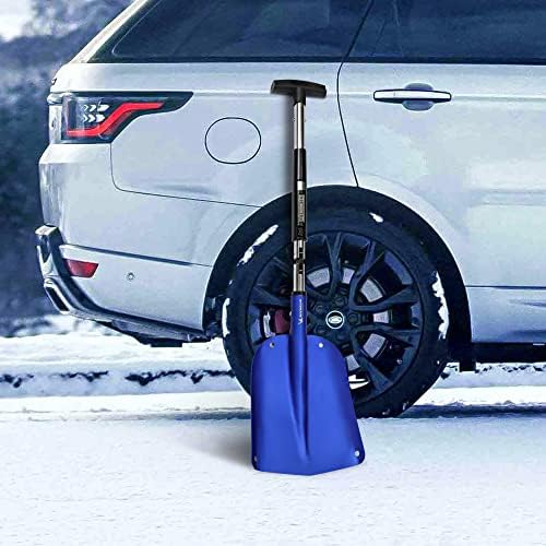 Michelin Ультракомпактная 40-инчов Сгъваема лопата за сняг в извънредна ситуация, Синя, с телескопична дръжка, Сгъваем,