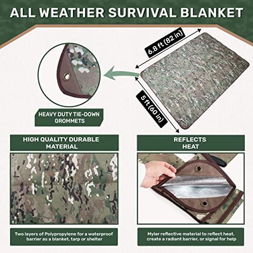 Одеало за оцеляване в тежки условия - Топлинно Disaster одеяло - Отразяваща Външен брезент - многократна употреба използване при всякакви метеорологични условия за към