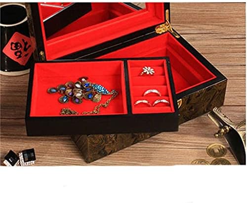 XJJZS Ковчег за съхранение на бижута в Ретро китайски стил с Ключалка, Органайзер за съхранение на декорации
