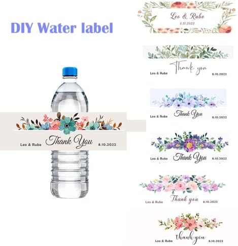 JFS 30 бр. Индивидуални Сватба етикет: Благодаря с Флорални Акварельными Етикети за бутилки с Вода, Печатающими вашето