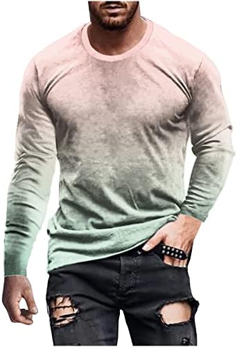Мъже Готини Тениски с дълъг ръкав, Пуловер с 3D Принтом и кръгло деколте, Най-тениска, Риза Модерен В цвят Блока
