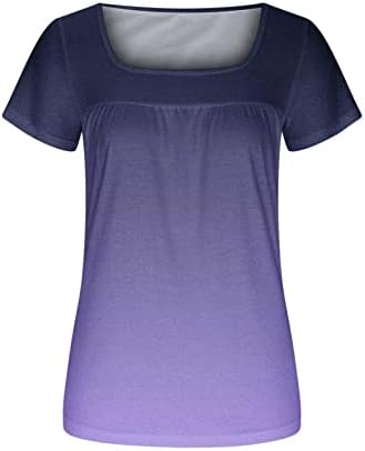 Дамска Блуза С Къс Ръкав, V-Образно Деколте във формата на Сърце, Памучен Тениска Свободно Намаляване с Цветен
