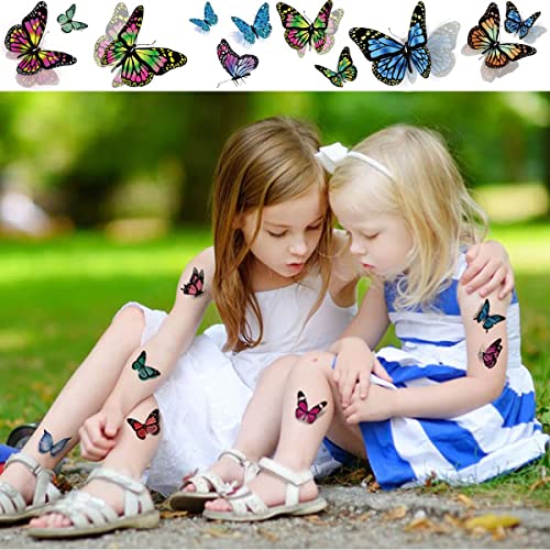 Временни Татуировки Пеперуди, 150 Различни Стилове Стикери с Татуировки с Пеперуди, Водоустойчив 3D Татуировка за Деца, Женски