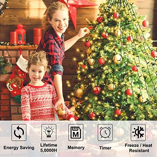 Светлините на Коледната елха - Многоцветни 480 led висящи осветителни тела с размер 9,82 ft x 16 Коледна Украса с 8 Модели, функция