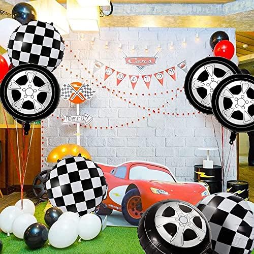 18-Инчов Черно-Бяло Каре Балони Колелата на Автомобила Балони за Състезателни Теми за Украса на Парти по Случай рождения Ден