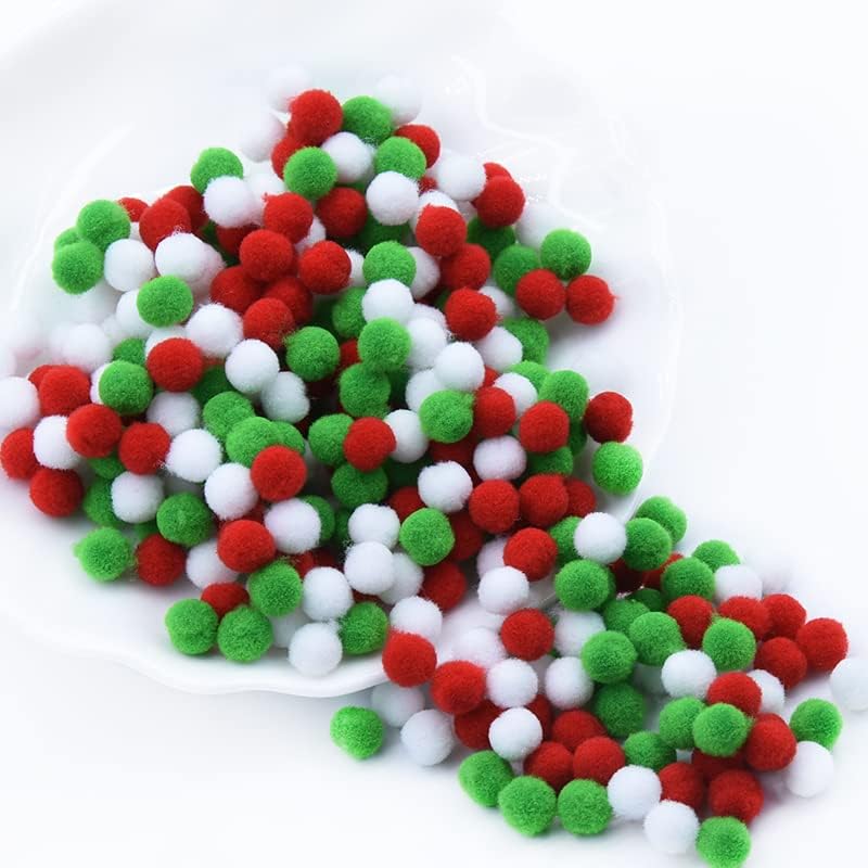 600 Броя Коледни Помпонов Пухкава Топка с pom-помераните за Производство на Червени Зелени Бели Фетровых Мъниста