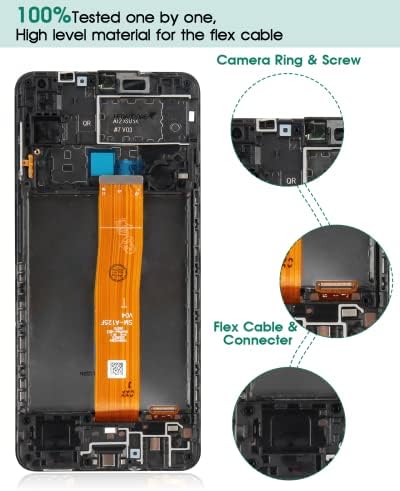 за Samsung Galaxy A12 LCD екран за Samsung A12 Подмяна на екрана A125 LCD дисплей SM-A125F Сензорен цифров преобразувател в събирането на SM-A125M, SM-A125U Ремонтни комплекти (черен с рамка)