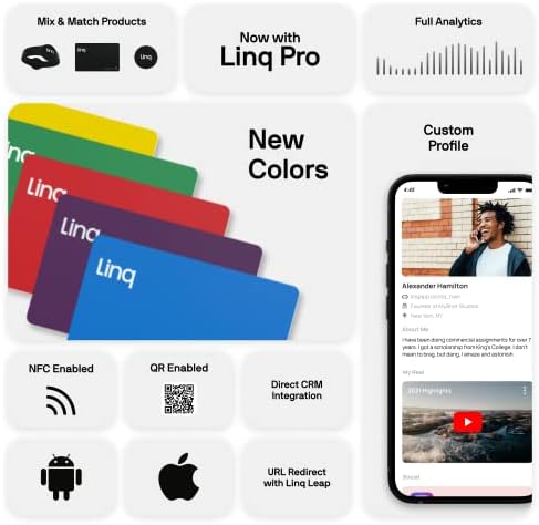 Дигитална визитка Linq - Умен NFC контакт и мрежова карта (жълт)