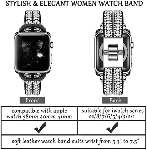 Идеален Бижутериен гривна-Каишка за часовник, който е Съвместим с Apple 38 мм 40 мм 41 мм 42 44 45, Каишка за часовник с кожена обвивка, Живописен каишка за часовник за жени, к?