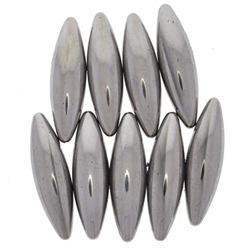 Материали Fantasia: 6 бр. Големи сребърни магнитни елипси от гематита - 2.4 инча x 0,67 инча - Обемни феритни магнити
