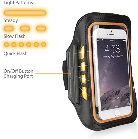 Калъф BoxWave за Motorola Photon Q 4G LTE (калъф от BoxWave) - Спортна превръзка JogBrite, Нарукавная превръзка от неопрен за пътеки с подсветка за по-добра видимост - Ярко-оранжев