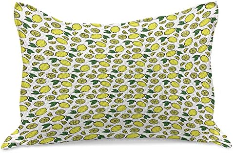 Калъфка за възглавница от вязаного одеяла Ambesonne Lemons, Ярки Летни Цветове, Вкусни Тропически и Цитрусови плодове,