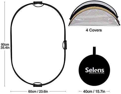 Овална рефлектор Selens 5-в-1 с дръжка за снимане, Осветление Фотостудий и външното осветление (24 x 36)