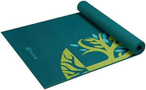 Килимче за йога с принтом Gaiam, Нескользящий подложка за упражнения и фитнес за всички видове йога, пилатес и упражнения на пода