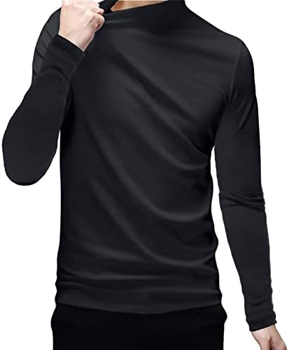Мъжки Основни Блузи с Къс ръкав, Имитация на Turtlenecks, Всекидневни Пуловер, Тениска, Приталенная Однотонная Майк