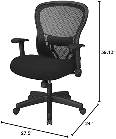 Офис стол за мениджър Space Seating 529 Professional Series R2 SpaceGrid Back със седалка от пяна с памет ефект и регулируеми по височина откидными подлакътници, черна Мрежа