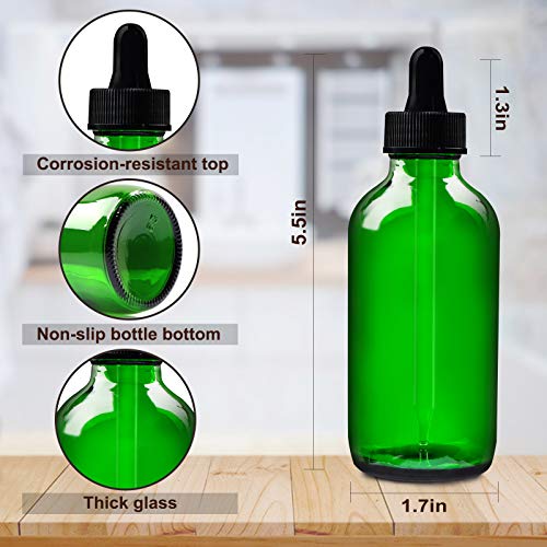 Comrzor 6 Опаковки бутилки от зелено стъкло с капацитет от 4 грама със Стъклени пипетками за етерични масла, парфюми и лабораторни