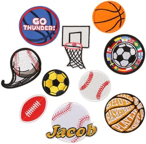 Бродирани кръпки mccmsy Апликации за детски дрехи: 10 Ивици Кпс Футбол Баскетбол Серия Planet, sew или гладки ленти за костюми Направи си сам, дънки, якета, дрехи