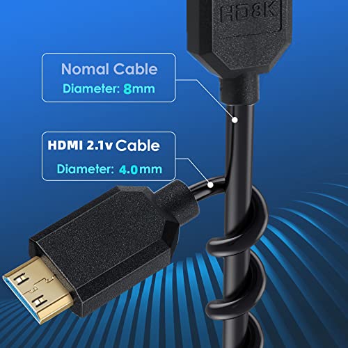 Кабел Halokny Mini HDMI, 1-крак Високоскоростен кабел с жак 8K Mini HDMI от щепсела до штекеру HDMI Mini - Черен (Mini HDMI към Mini HDMI (вдясно))
