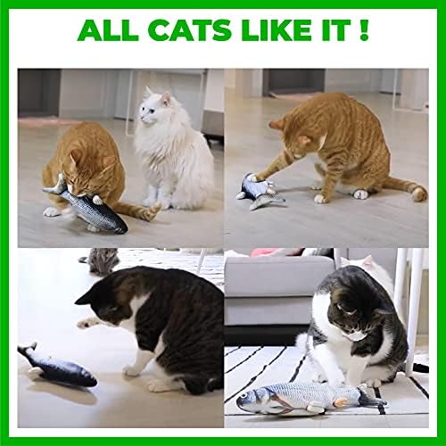 Гъвкава играчка–Рибка за котки, 2 опаковки – 10,5 Интерактивна Играчка-Рибки, котка, Играчки от коча билка, вградена