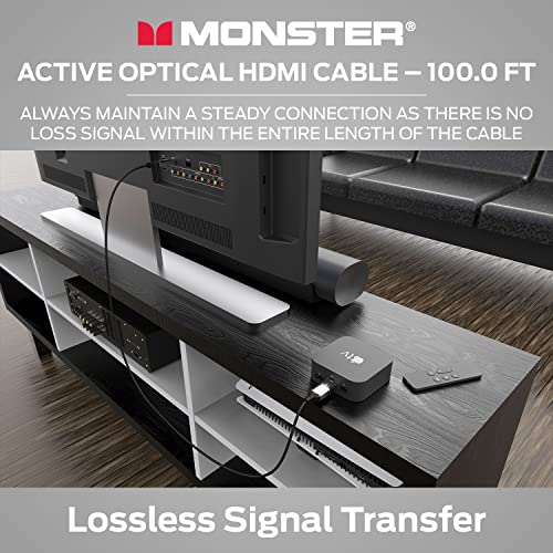 Активен оптичен кабел Monster Essentials Двупосочно Fiber Optic HDMI 2.1-48 gbps С алуминиеви экструзионным жак - Поддържа