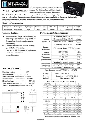 Преносимото батерия 12V 7Ah F2 за Clary Corporation UPS1800VA1GSL - 2 бр.