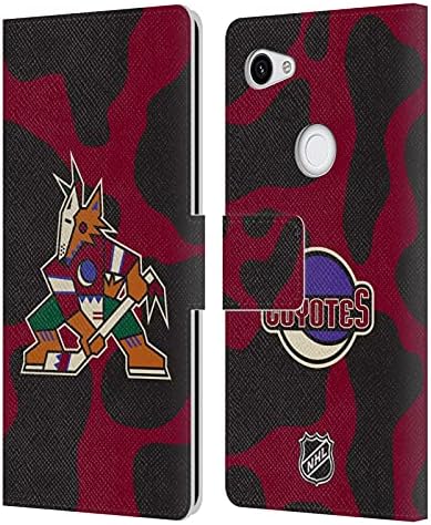 Дизайн на своята практика за главата Официално Лицензиран NHL Текстура Шайби Arizona Coyotes Кожен Калъф за Награда Портфейл Калъф е Съвместим с Google Pixel 3a XL