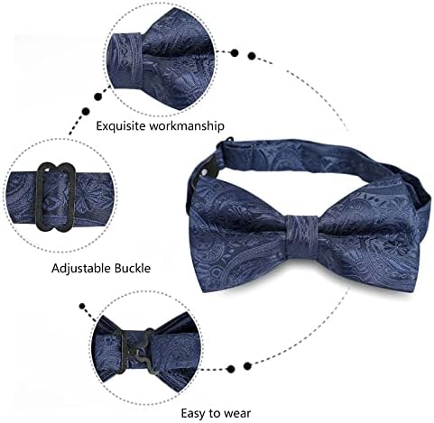 Набор от класически мъжки вратовръзки-пеперуди с петна Пейсли, носового шал и копчета за ръкавели Alizeal