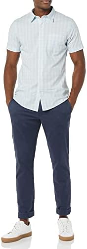 Мъжки облегающая ризата е от еластичен поплин Goodthreads с къс ръкав