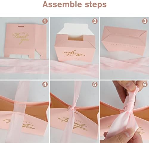 25 бр. Розови Мини-Подаръчни пакети с панделка, Малки подаръци пакети Благодаря, Кутии, Подаръчни пакети за сватбени партита,