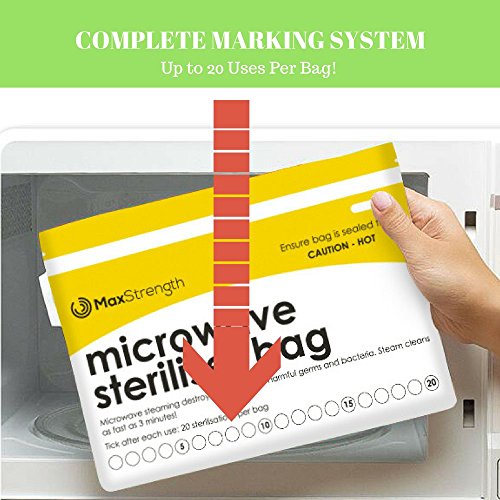 Торбички за микровълнов стерилизатора премиум-клас (20 броя) от Max Strength, Големи и Стабилни Парни пакети