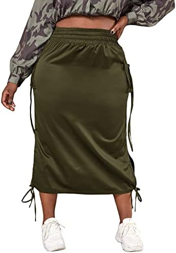 Дамски Панталон-карго Голям Размер WDIRARA с Висока Талия и Цепка Отстрани и джобове