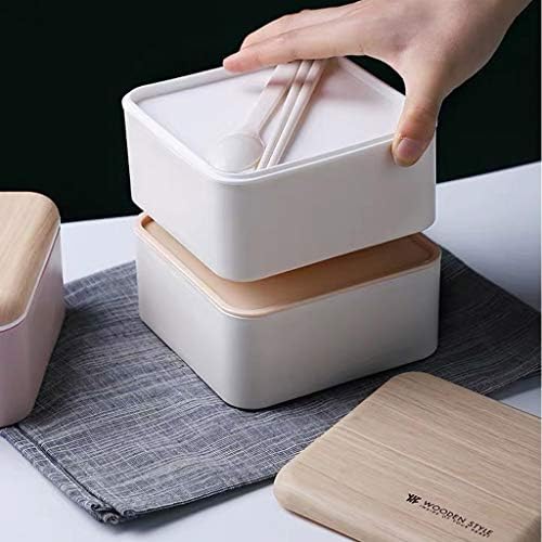 #3rrt44 Кутия за обяд в Микровълнова печка От Японско Дърво Bento Box 2-Слойный Контейнер За Съхранение на Нова