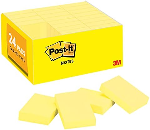 Мини бележки Post-it, 1.5 x 2 инча, 24-notepad, любими стикери № 1 в Америка, канарските-жълт цвят, са Лесно да се прибира,