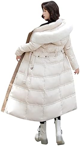 Дамски Палто с качулка, Пуховик средна дължина, Утепленная Топла Горна дреха с Изкуствена тапицерия от Плюш, с Дълъг ръкав с